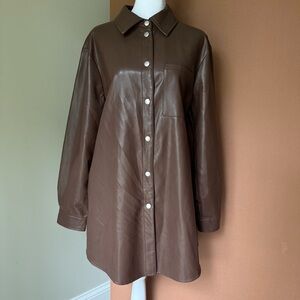 Oversized Streetwear Leather Button-down Dress